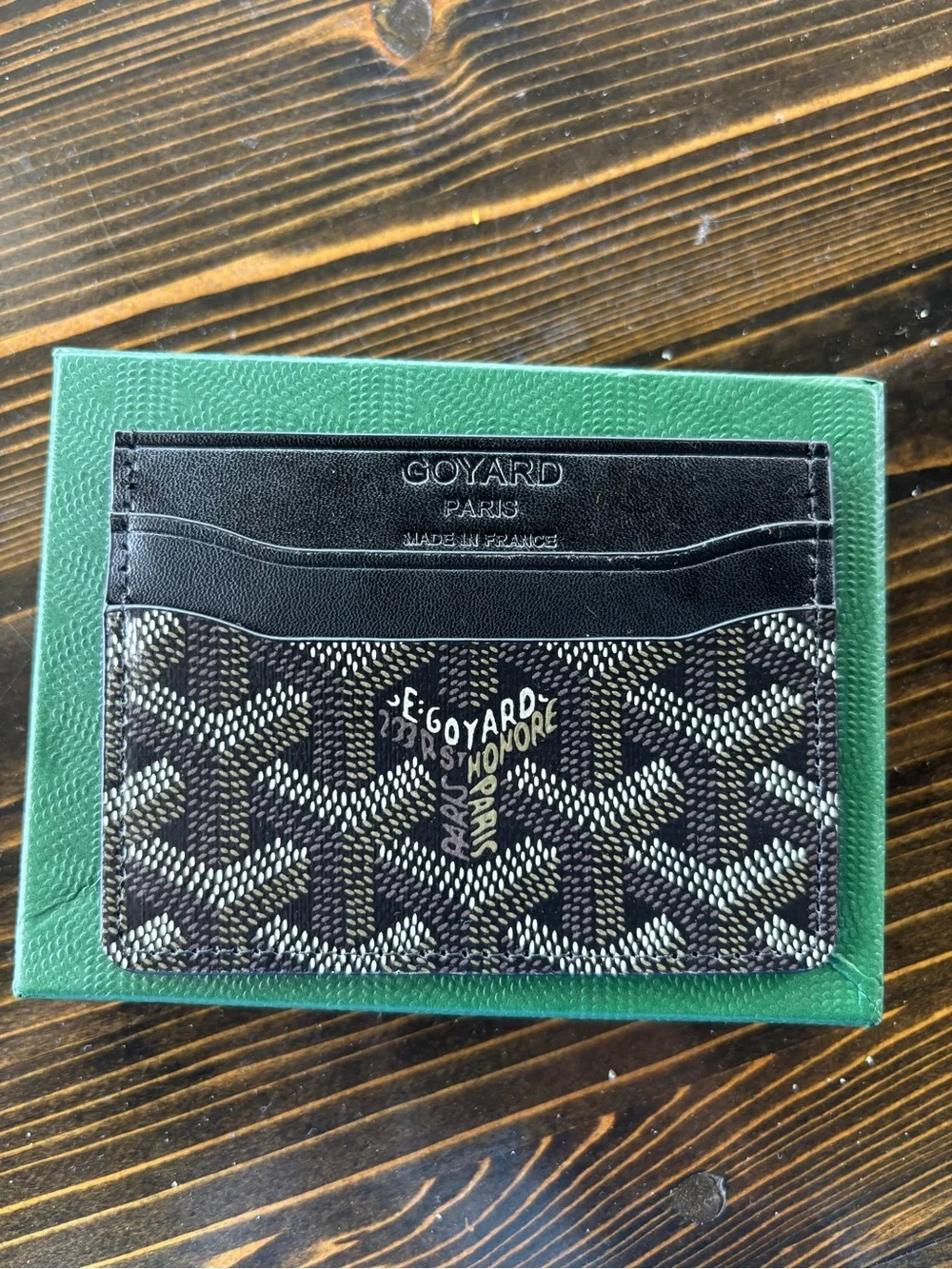 Goyard Black and Brown Chevron Card Sleeve